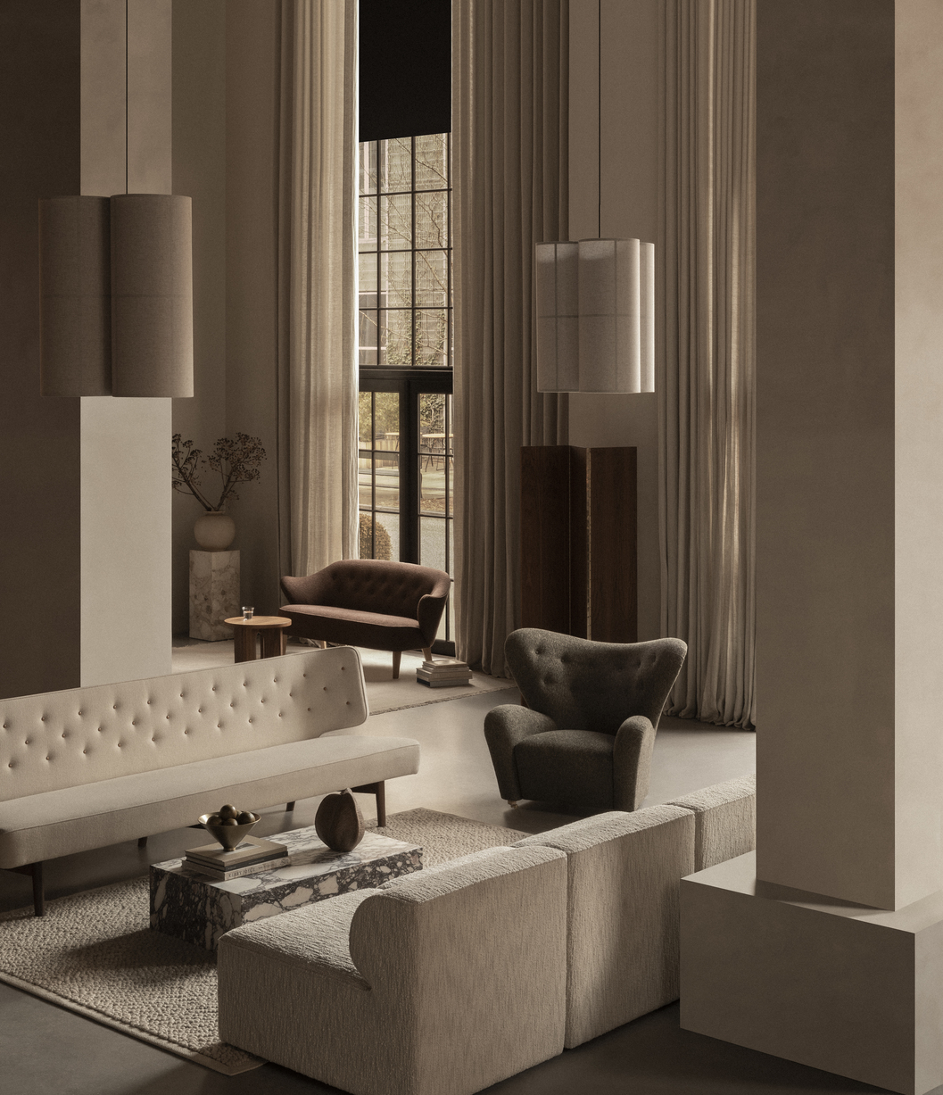 Audo_Hashira_Pendt_Cluster_Radiohus_P3_The_Tired_Man_Plinth_Low_Eave_Modular_Sofa_Ingeborg_Sofa_Taper_bowl (1)